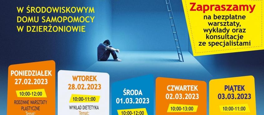 plakat przedstawiający ofertę zajęć w ramach akcji STOP DEPRESJI