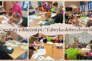 kolaż zdjeć z warsztatów tematycznych z dziećmi